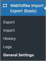 WebToffee import export basic menu