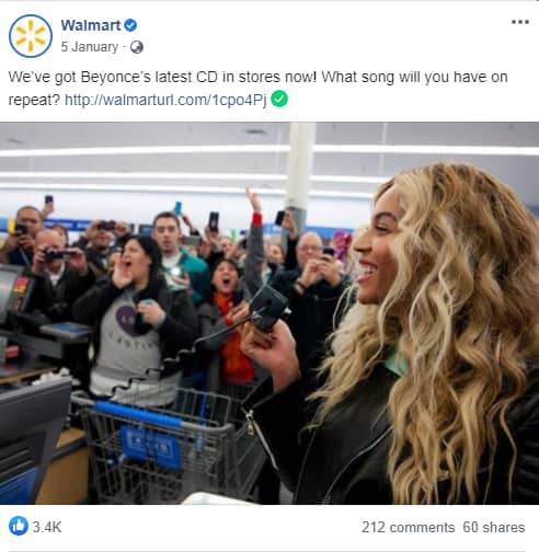 Wallmart Facebook Post Screenshot