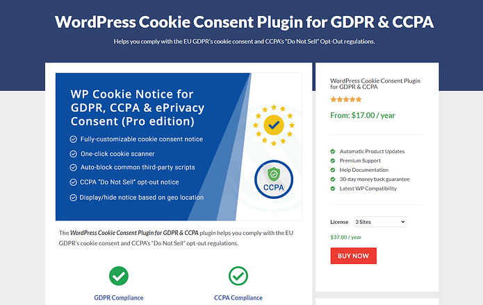WP Cookie Consent Plugin Screenshot