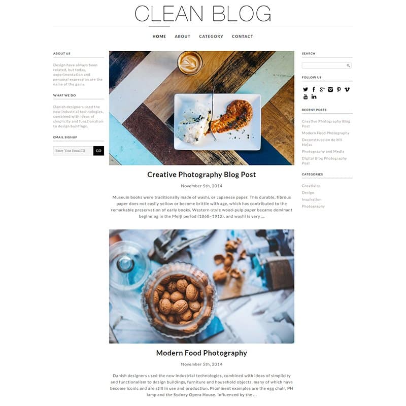 Clean Blog WooCommerce Theme