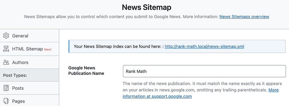 Rank Math News Sitemap