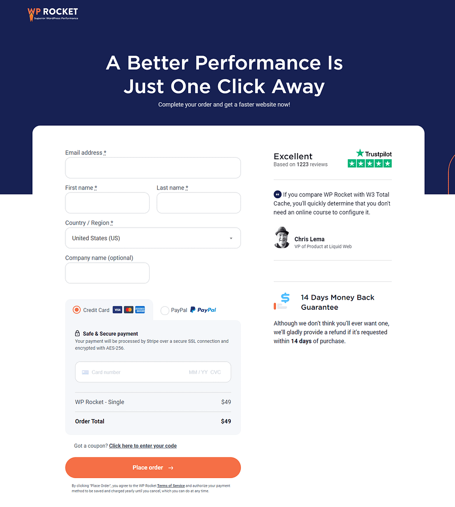 WP Rocket Payment Page