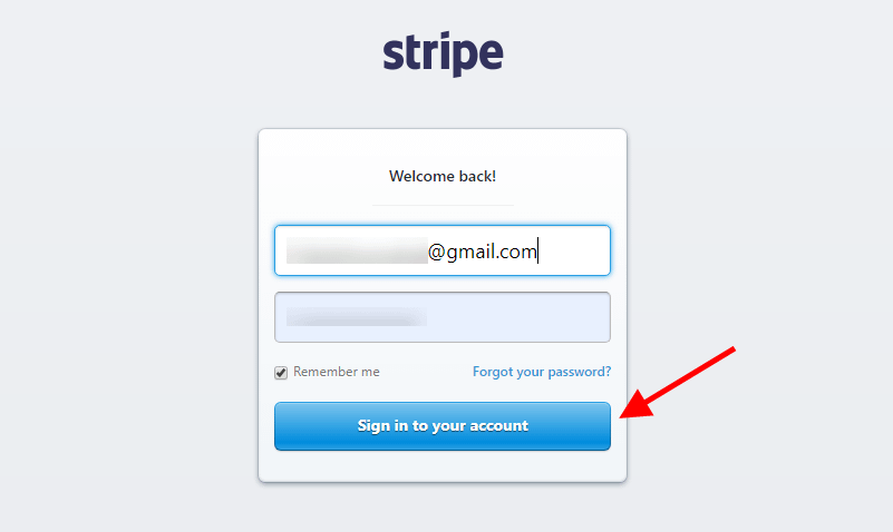 Stripe Sign In Screenshot